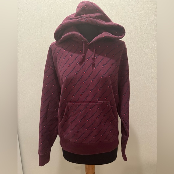 Champion all over script hoodie maroon size Medium - Picture 1 of 5